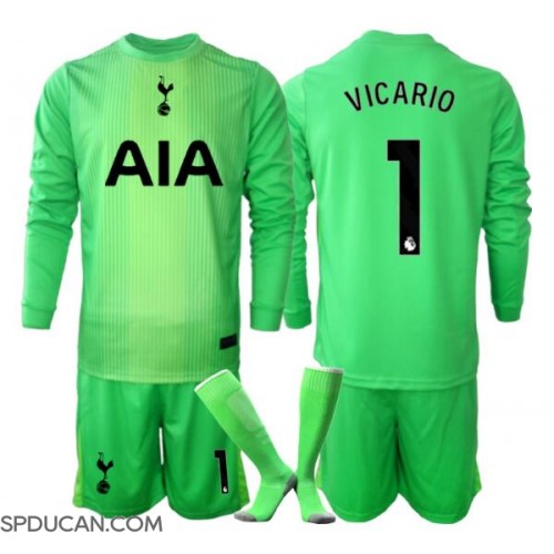 Dječji Nogometni Dres Tottenham Hotspur Guglielmo Vicario #1 Golmanski Domaci 2025-26 Dugi Rukav (+ Kratke hlače)